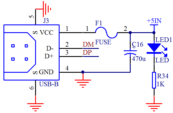 图 2-3  USB 接口电路