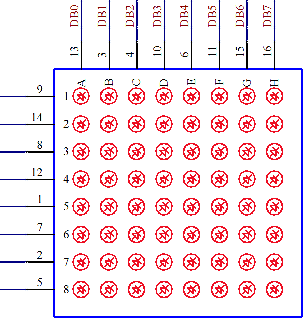 图 7-2  8*8 点阵结构原理图
