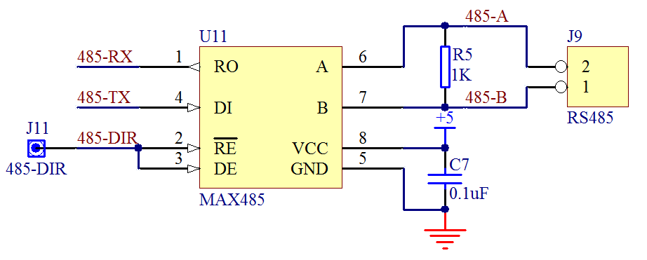 图 18-1  MAX485 硬件接口