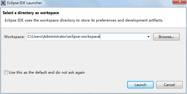 选择Eclipse的工作空间