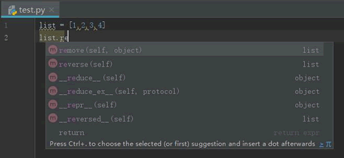 PyCharm自动联想功能
