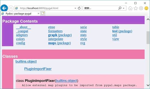 Pygal 包的 API 页面