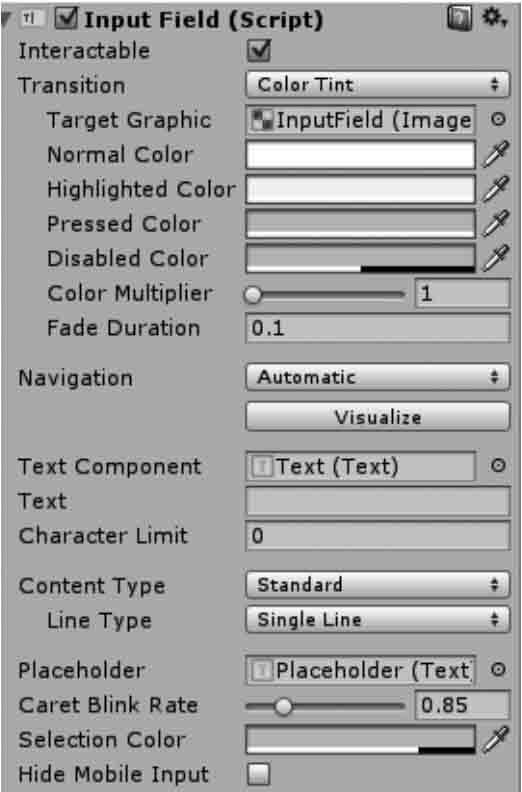 input field控件的参数设置