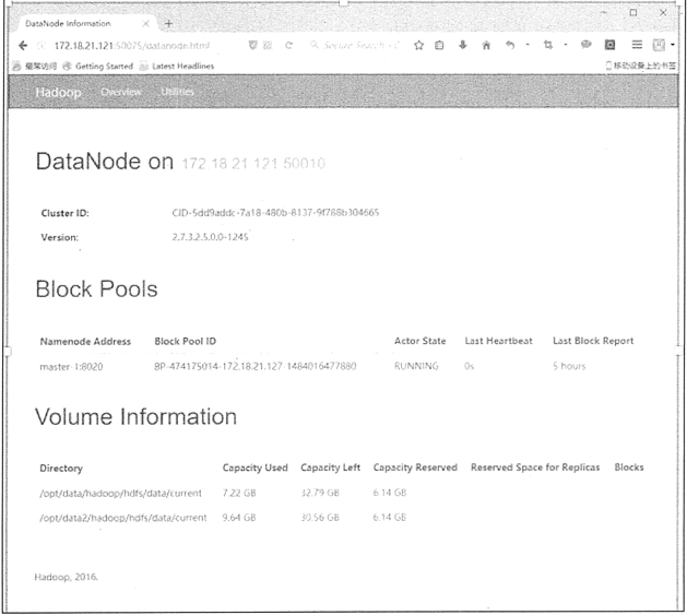 HDFS DataNode的WEB界面