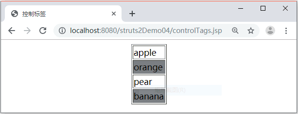 <s:if>、<s:else>和<s:iterator>标签的使用效果