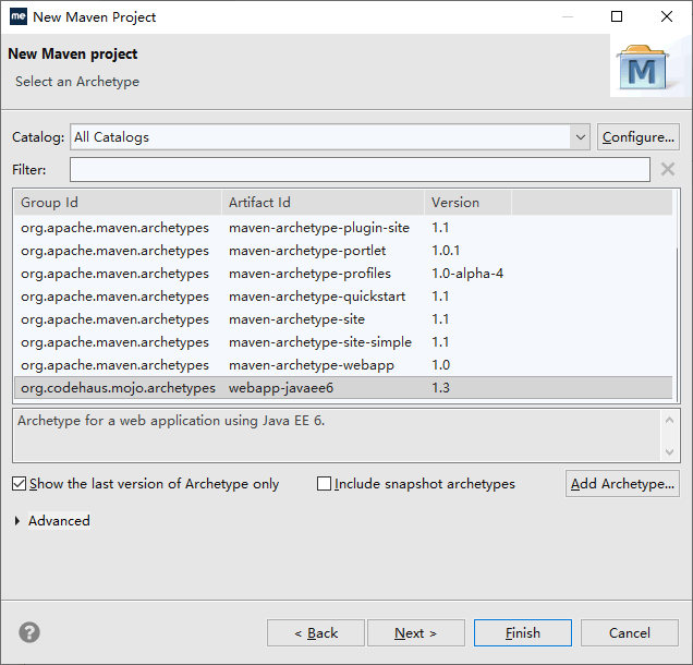 选择webapp-javaee6 Archetype