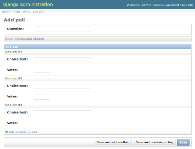 Add poll page now has choices on it
