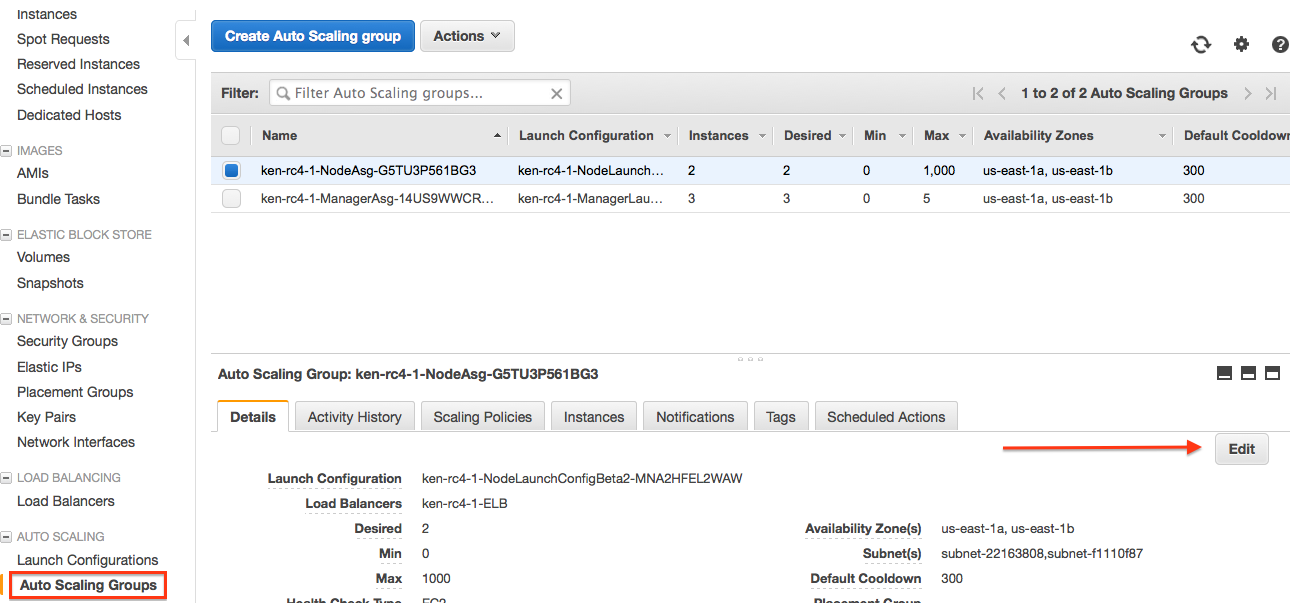 edit autoscale settings