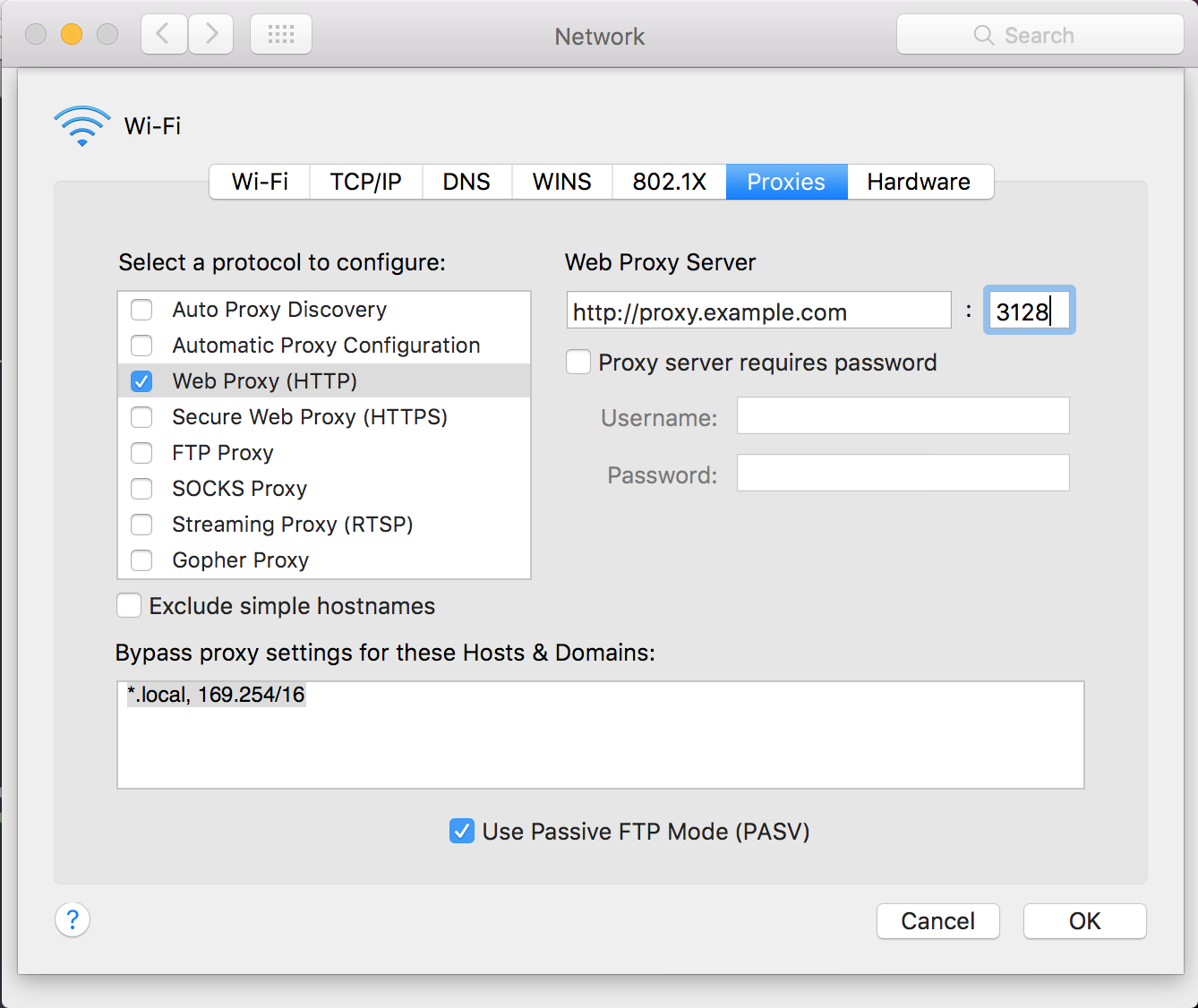 macOS Proxy Settings