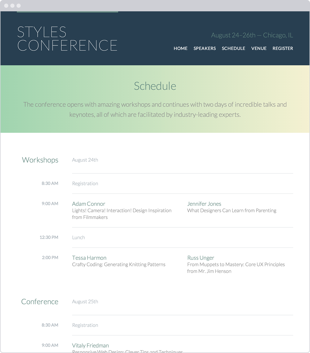 Styles Conference website