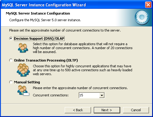 MySQL Server Instance Configuration Wizard: Connections